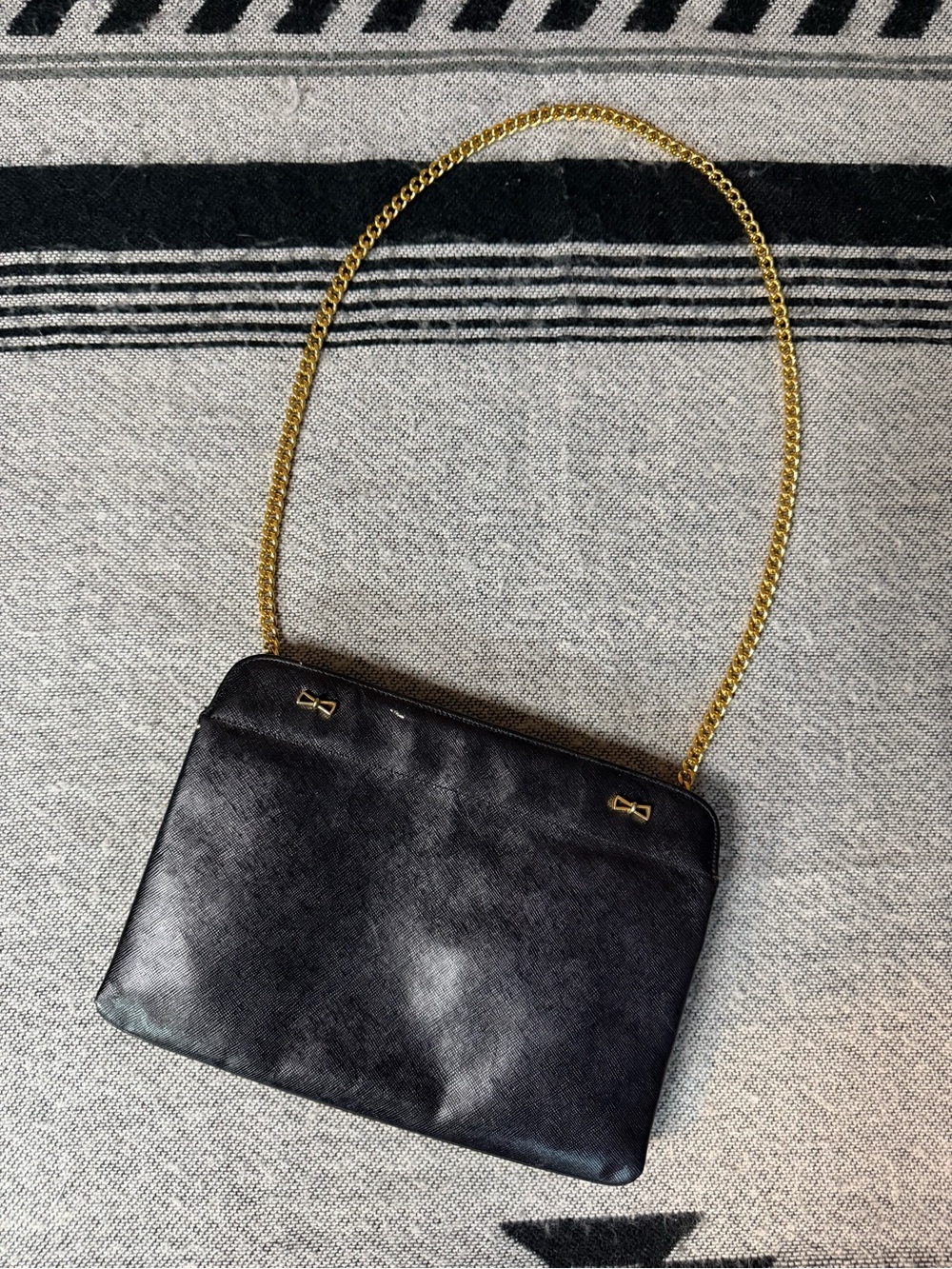 Vintage Shoulder Bag with Gold Chain Strap